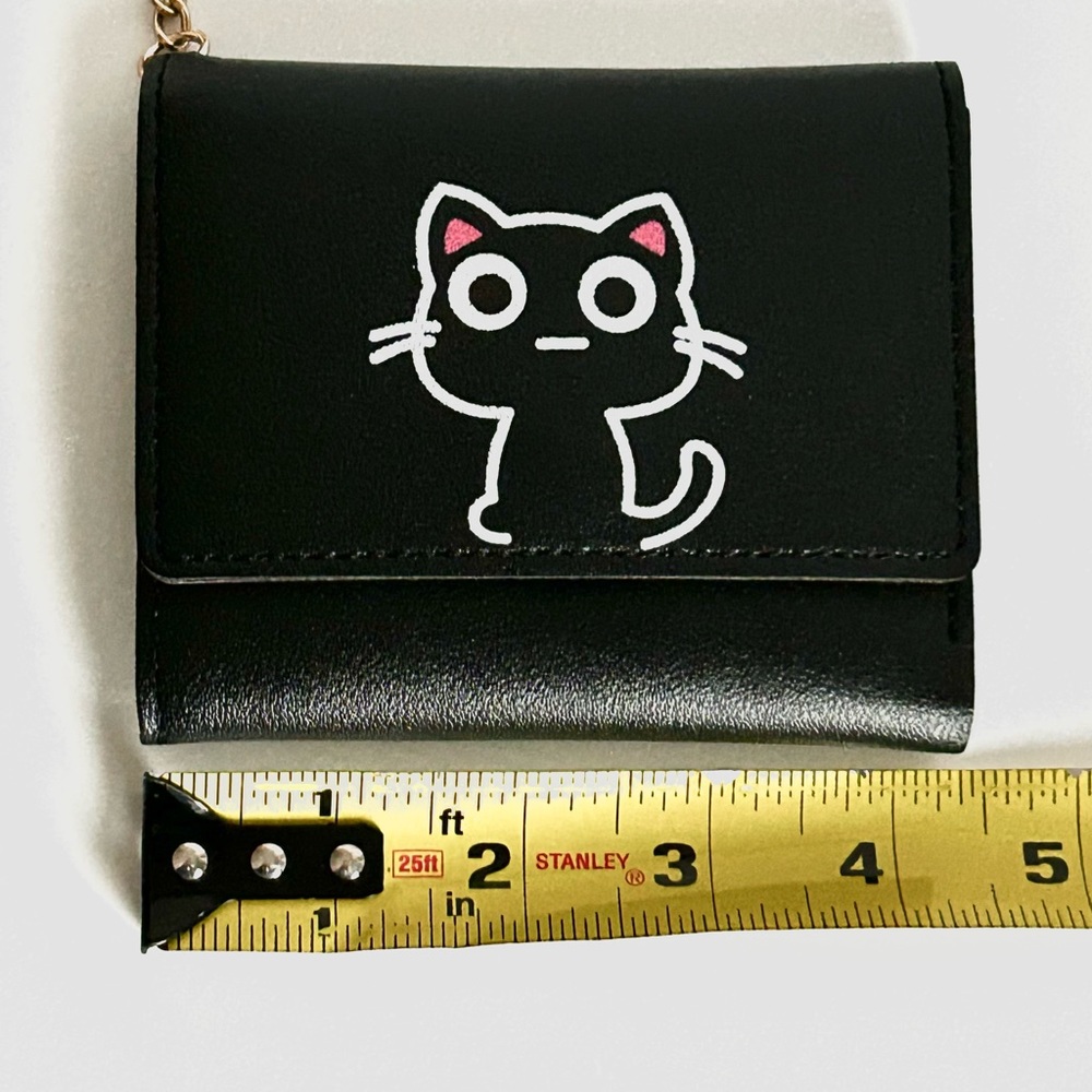 🌸Super Cute Cat/Kitten Wallet. Black w/ White Cat & Paw Charm - Picture 7 of 9
